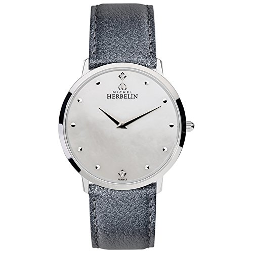 Preisvergleich Produktbild Michel Herbelin Unisex Erwachsene Analog Uhr mit Leder Armband 17415 / 59GR
