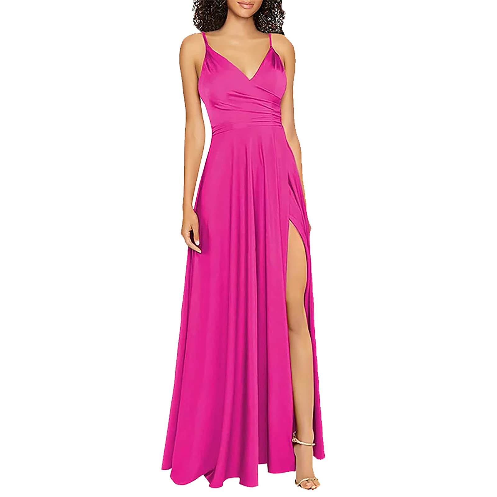 Generic Vestidos Sexy Vestido de Fiesta con Tirantes y Escote en V Profundo para Mujer Trajes De Fiesta