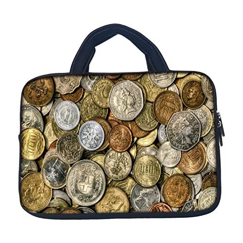 Image of TheSkinMantra Chain Laptop Sleeve Bag Compatible with Laptop /Macbooks /Chrombook /Notebook /Zbook (13.3 Inch [Handle], Coins)