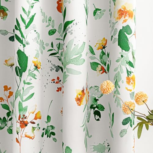 Image of MYSKY HOME Sage Green Floral Blackout Extra Long Curtains 95 inch Length 2 Panels for Living /Dining Room- Flower Patterned Room Darkening Light Blocking Grommet Window Drapes, 52 inch W Each Panel
