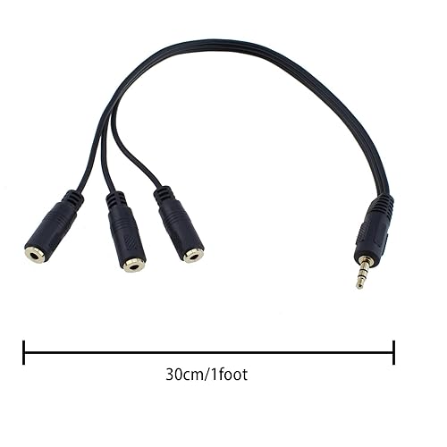 Miniatura 6 de Maxmoral 2 divisor de audio 1M3F, chapado en oro de 1 pie TRRS macho de 0.138 in a conector estéreo hembra de 0.118 x 0.138 in 1 entrada 3 salidas