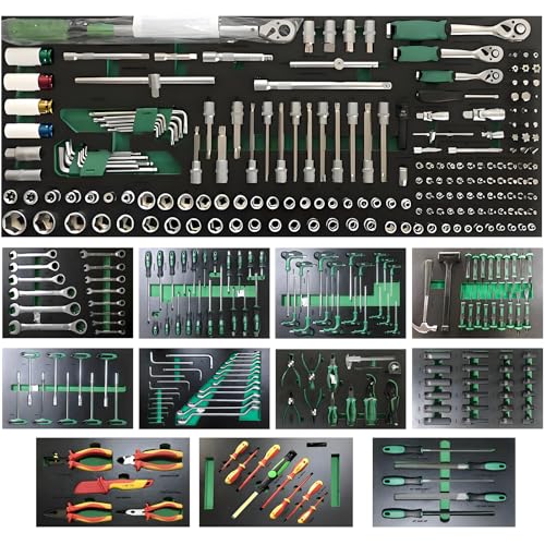 Griplier Professional Mechanic Auto Repair Tool Set, 348 Pieces Socket Set with Ratchets, Wrenches, Screwdrivers and Pliers, Manual Power Source(348 Pieces)