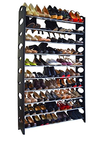 FCH 10 Tier 50 Pair Shoes Storage Organizer Rack for Space Saving Shoes Closet Organizer