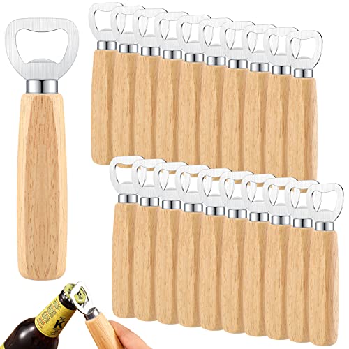 Yetene 20 Pcs Stainless Steel Bottle Opener Bartender Wood Beer Opener Cider Wine Opener Bottle Opener with Wooden Handle Engraved Gift Set for Wedding Party Home Kitchen Bar Restaurant