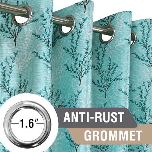 Image of Cortina Polyester 75% Blackout Curtains Set of 2 Floral Print | Grommet Eyelet Window Curtains for Living Room, Bedroom & Kids Room | Light Filtering Drapes for Privacy (Blue, 5 FT)
