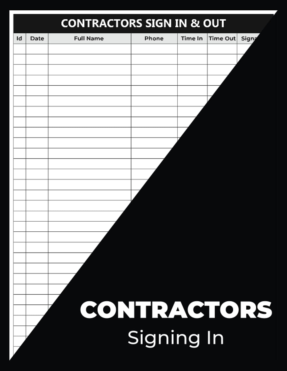 Contractors Signing In Book: Log Book for Visitors and Contractors Sign-In & Sign-Out | 8.5 x 11, 110 Pages | Large Log Book