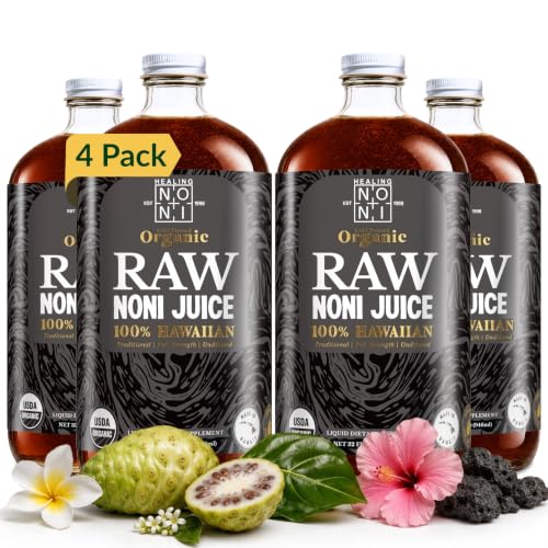 HAWAIIAN NONI Juice by Healing Noni, Raw Pure Authentic Noni, 4x 32oz