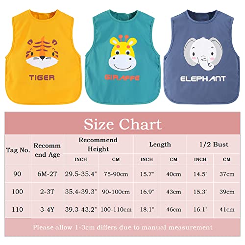 Happy Cherry Baby Waterproof Weaning Bibs Infant Sleeveless Feeding Smocks Unisex Washable Adjustable Apron Little Kids Soft Protection Clothes 6-12 Months 3 Pieces - Image 4