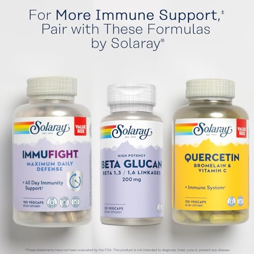 Image of SOLARAY Beta Glucan Supplements - Immune Support - Heart and Digestive Support with Beta Glucan Fiber from Baker's Yeast - High Potency, 60-Day Guarantee - 30 Servings, 30 VegCaps