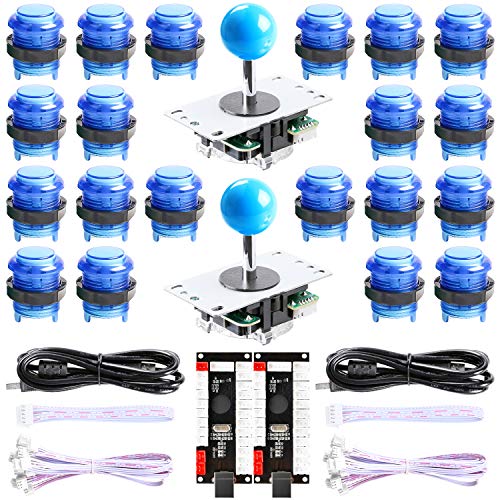 Hikig 2プレーヤー LED アーケード DIYキット - 2X ゼロディレイ LED USB エンコーダ + 2X アーケードジョイスティック + 20x LED アーケードボタン MAME/PC/Windows/Raspberry Pi/Arcade1Up用