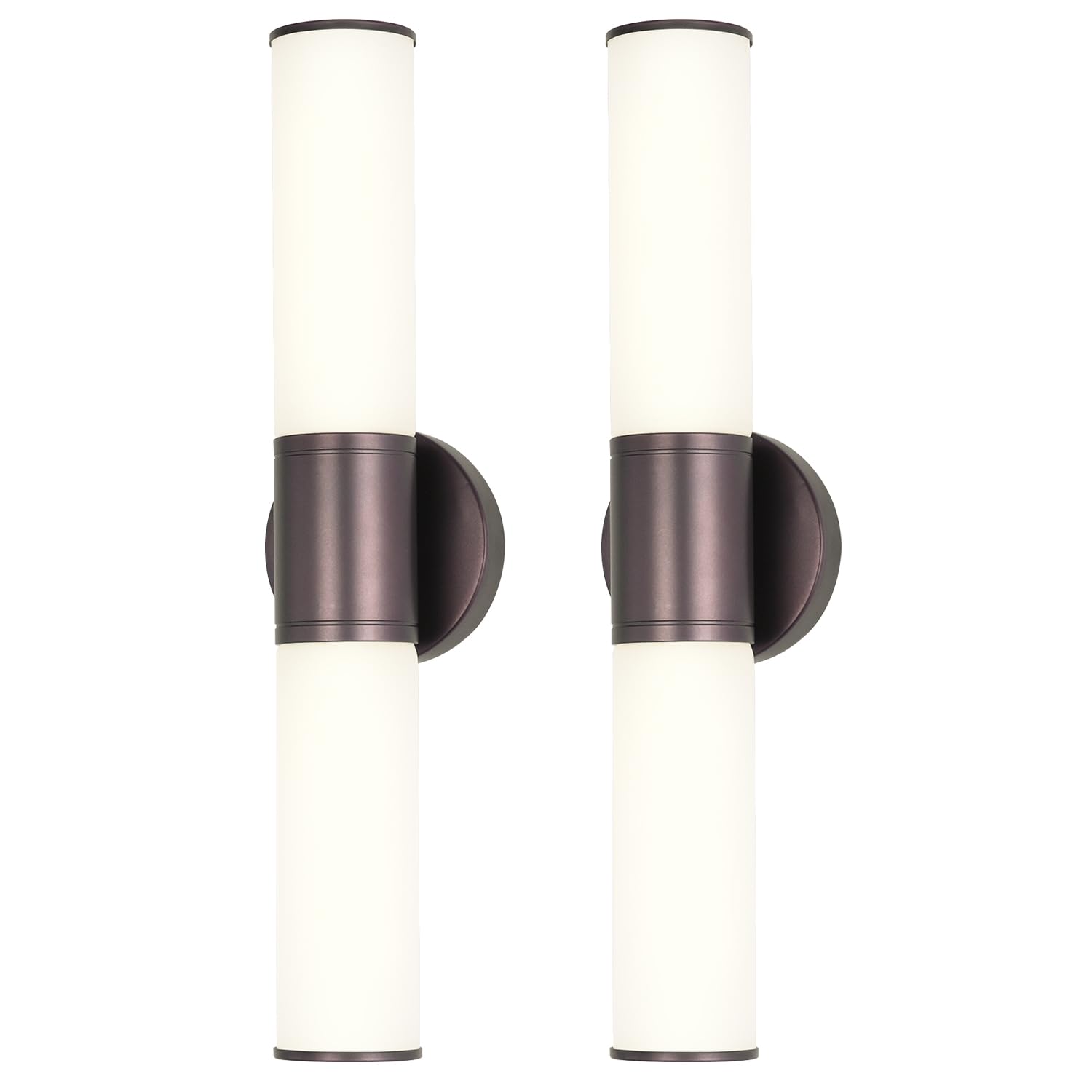 2-Light Bathroom Vanity Lighting Fixture, Oil Rubbed Bronze Wall Sconce with Opal White Glass, E26 Stocket Indoor Wall Lamp, Modern Mirror Light. 2 Pack