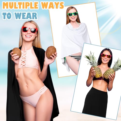 2 Pcs Sun Shawl for Women UV Sun Protection UPF 50+ Beach Travel Shawl Wraps Travel Summer Scarf White Black UV Protection Cover up Clothing for Swimming Outdoor Beach Essentials(Black,White)3