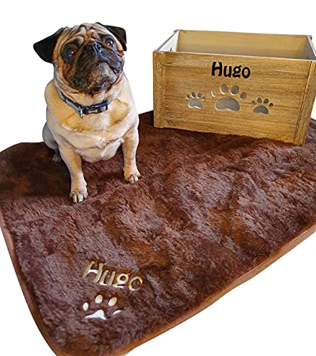 Hoolaroo Personalised Dog Crate - Large Wooden Crate with Handle, Personalised with Pet Name, 46cm x 30cm x 20cm Storage Box - Image 4