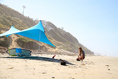 Image of Neso Grande Portable Beach Tent Sun Shelter - Lightweight Beach Shade Canopy - Easy Setup for Family Outings - Patented Reinforced Corners - UPF 50+ Sun Protection - 7ft Tall, 9 x 9ft