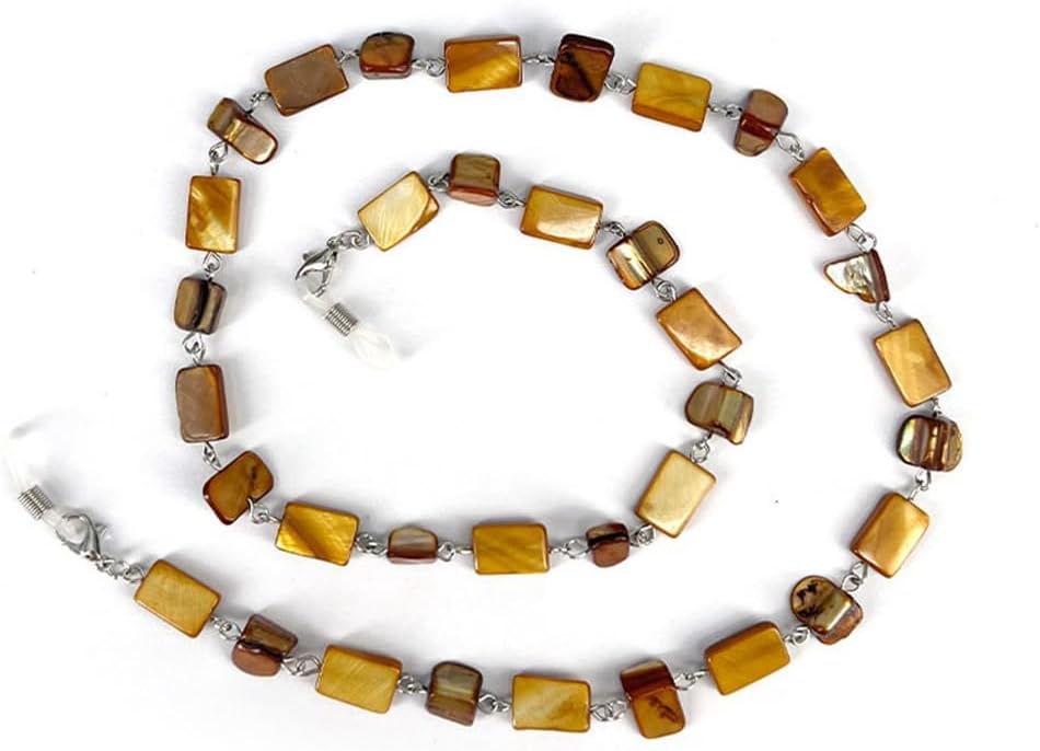 Square Stone Eyeglasses Chain Amber Color Anti-Lost Eyeglasses Rope Mouthpiece Neck Chain