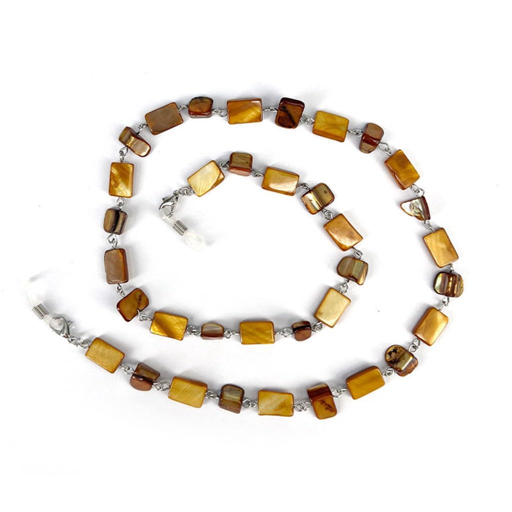 Chaîne de lunettes en pierre carrée ambre : cordon de cou anti-perte avec embout réglable