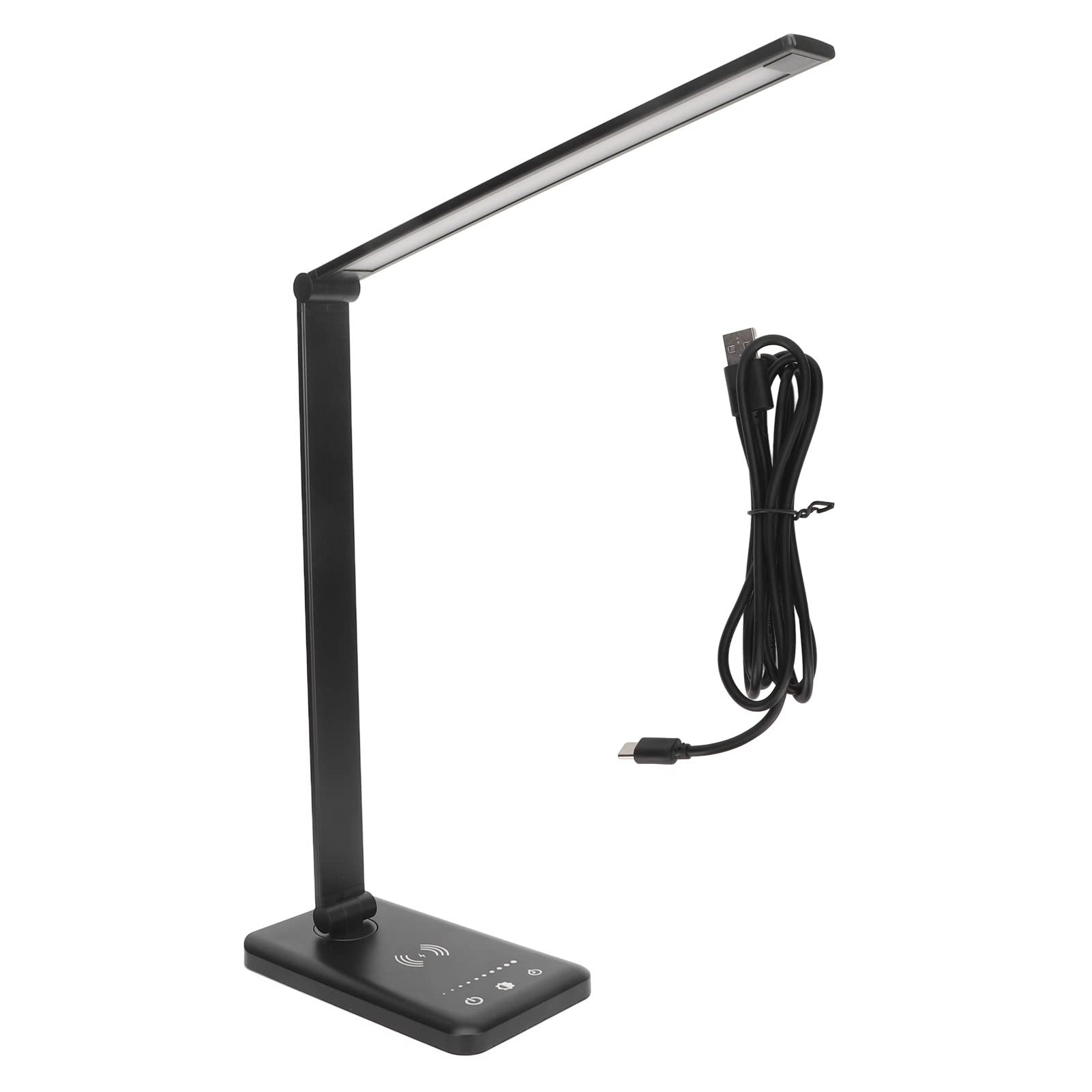 Lámpara De Escritorio LED Con Cargador Inalámbrico, Lámpara De Escritorio LED Control Táctil Temporización Ajustable 5 Engranajes 50 Piezas Chips De Luz Lámpara De Escritorio Plegable Con Carga Inalám