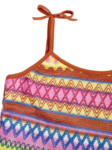 Image of Verdusa Girl's Summer Geo Graphic Bow Knot Shoulder Sleeveless Crop Cami Top