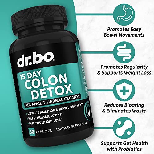 Colon, Kidney & Liver Cleanse Detox Support Supplement - 15 Day Intestinal Cleanse Pills & Probiotic For Bloating & Daily Constipation Relief - Help Bladder Control, Urinary Tract & Gallbladder Health #TOP1