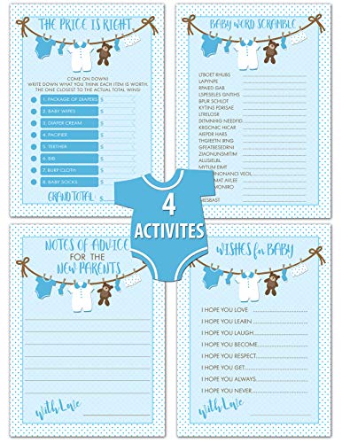Clothesline Baby Shower Game Bundle | 40 Cards - 4 Baby Shower Activities