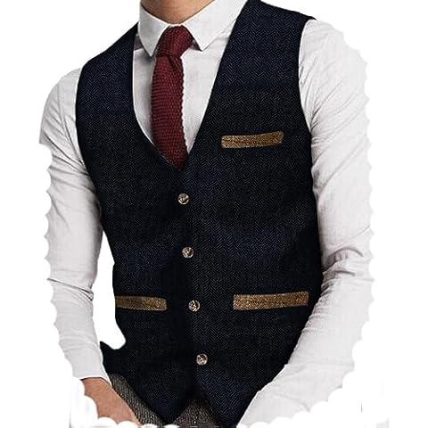 Yiaisafa Mens Tweed Waistcoat with Pockets Cover