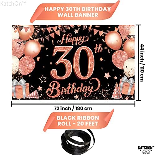 Miniatura 7 de KatchOn, Globos grandes de 30 cumpleaños de color oro rosa  Paquete de 11  Globos de oro rosa del número 30  Cartel de 30 cumpleaños de oro rosa