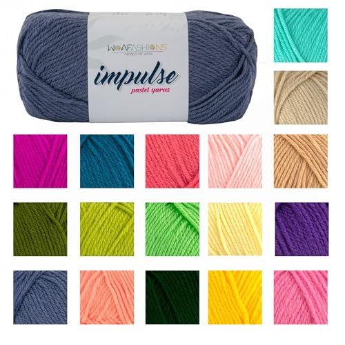 Image of WOAFashions Impulse Hand Knitting & Crochet Yarn, Premium Acrylic, 4 : Medium (Anchor Grey) (4x100gms / 14.1oz)
