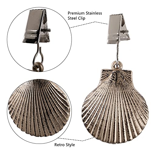 ZEAYEA 8 PCS Tablecloth Weights, Tablecloth Clips Hangers for Indoor Outdoor, Sea Shell Table Cover Weights, Tablecloth Pendant with Metal Clips for Picnic Family Dinner Table Decoration