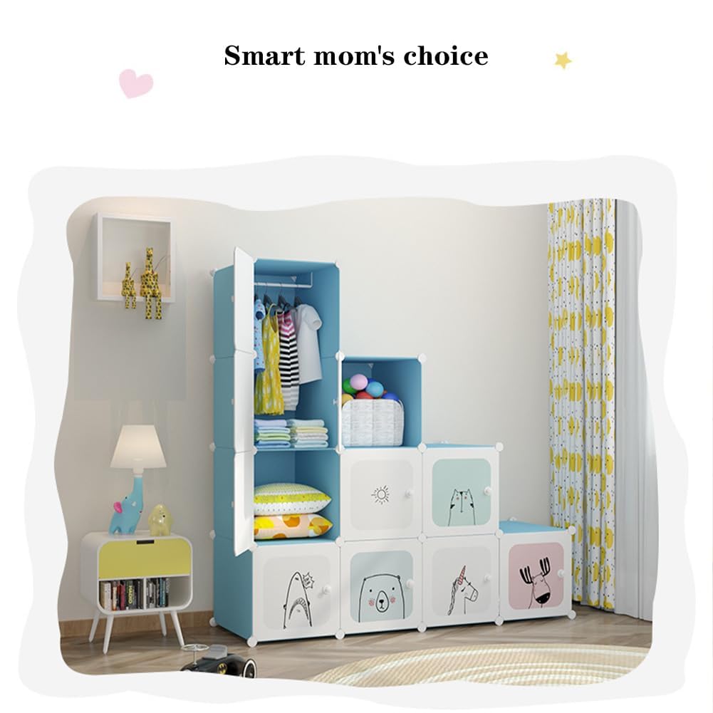 Modularer Kinderkleiderschrank Mit Stabilem Drahtgestell Und PP-Platten – Cartoon-Design, Geruchsneutral, Einfache Montage – Platzsparend Für Kinderzimmer, Schlafzimmer Oder Flur, 90 cm, Rosa