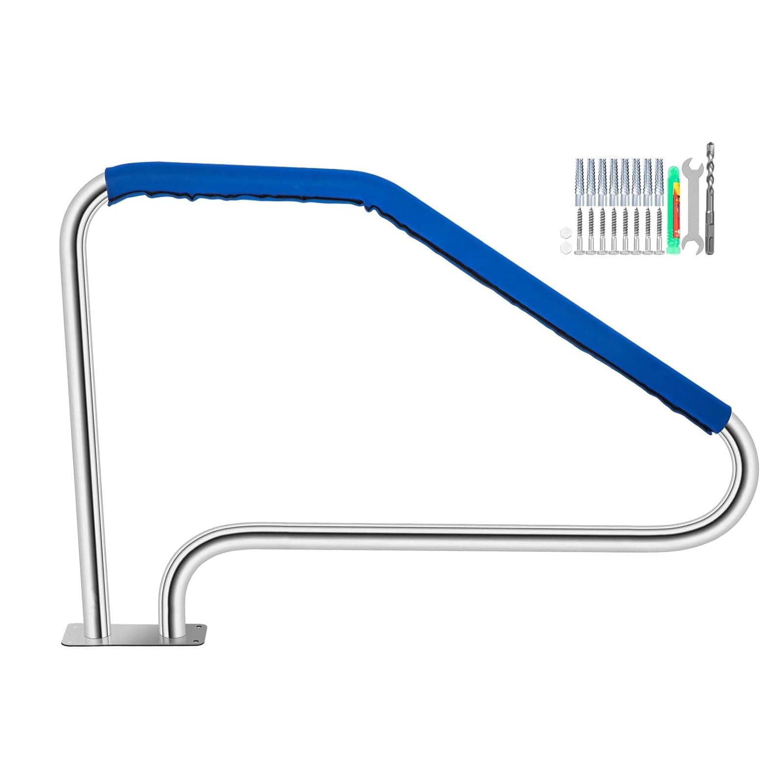 WRYSQBHJYB 34 X 49.5 in Pool Handrail Non-Slip Handle, 304 Stainless Steel, 380 Lbs Weight Capacity, Durable Pool Railing for Swimming Pools and Water Parks
