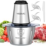 YISSVIC Tritatutto da Cucina Elettrico 2L, 500W, 2 VelocitĂ , 2Ă4 Lame, Ciotola in Acciaio Inox, Anello Antiscivolo, Lavabile in Lavastoviglie, per Frutta Verdura Carne Spezie