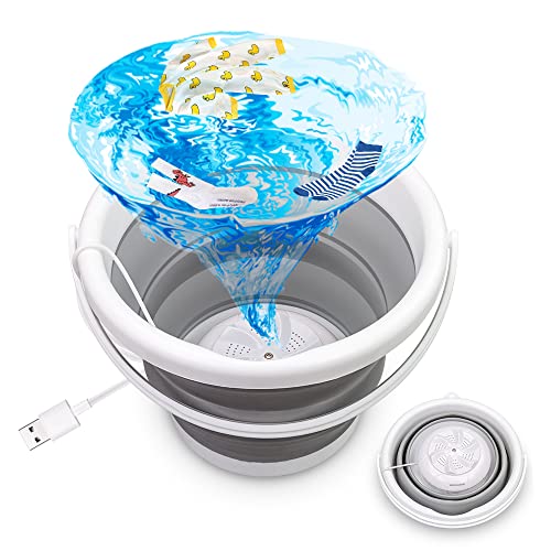 Mini Washing Machine, Portable Washing Machine Ultrasonic Foldable Laundry Tub by USB Powered for Socks Underwear Small Clothes, Automatic Folding Clothes Washing Machine for Camping Travel Home