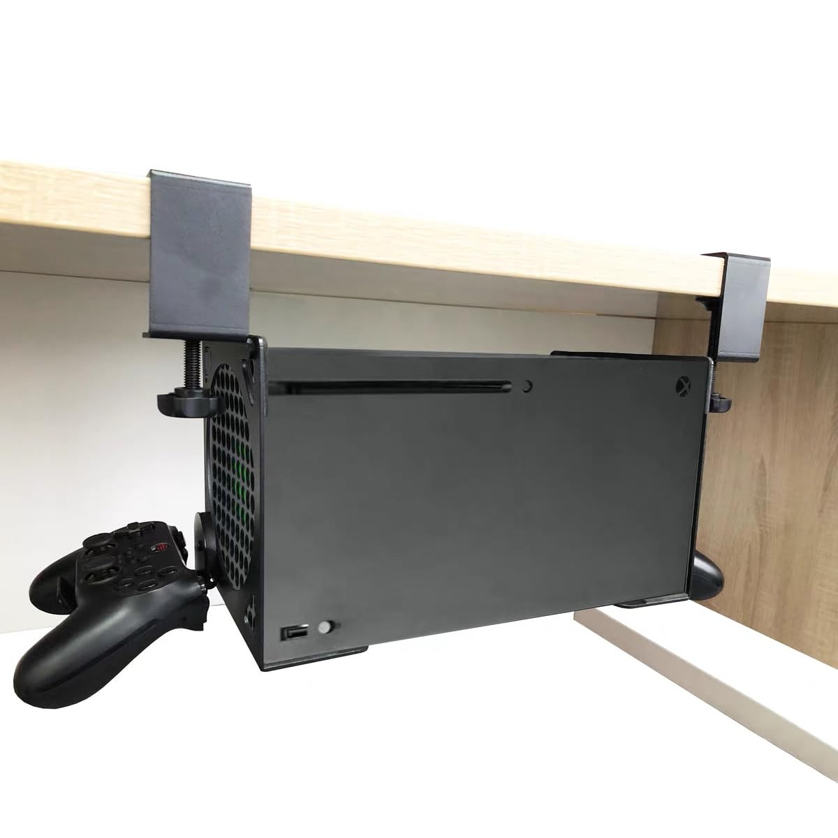No Drilling Under Desk Mount for Xbox Series X with Handle Storage Free Installation Table Holder Compatible with