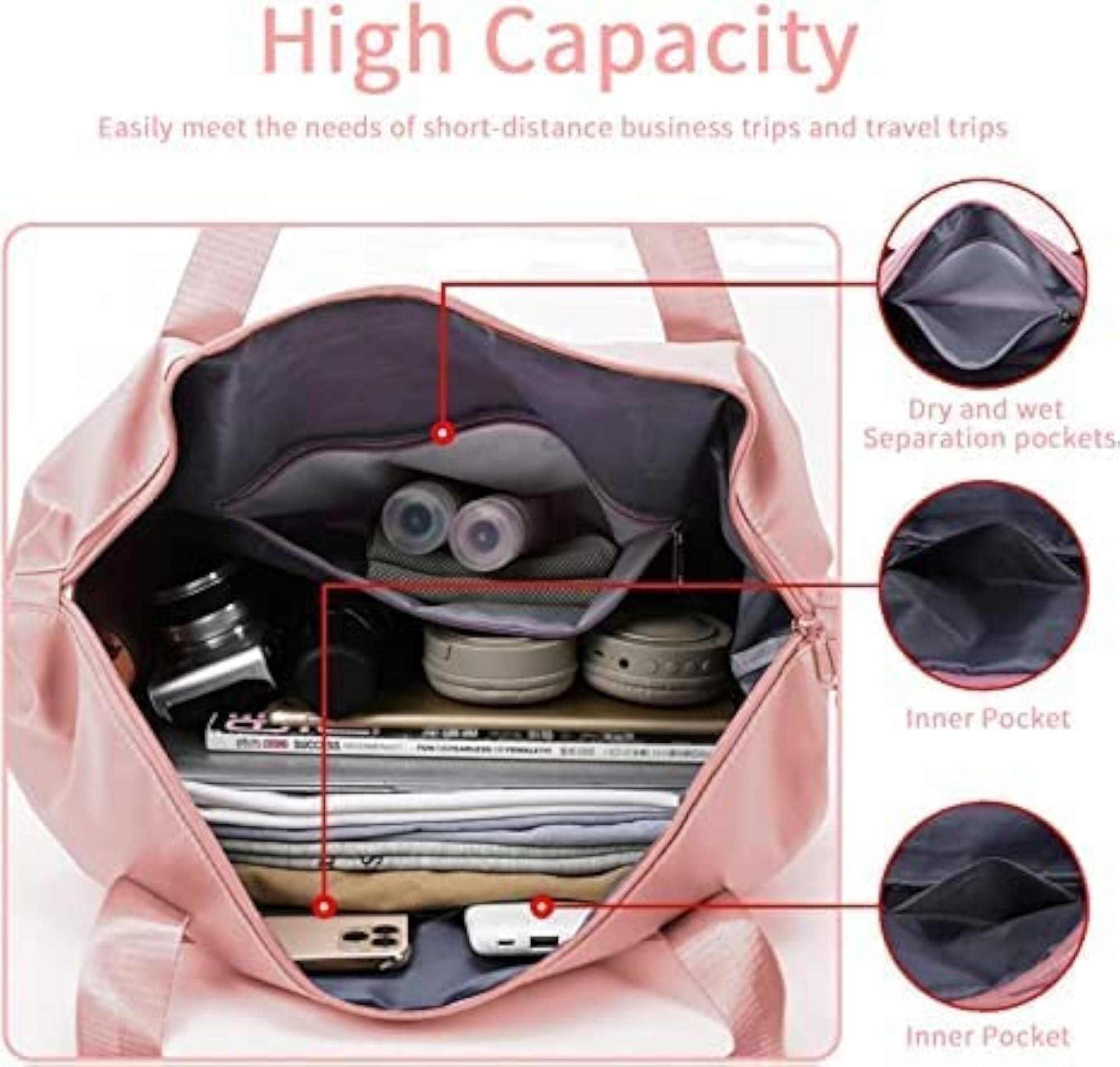 Foldable Travel Duffel Bag with Shoe Compartment