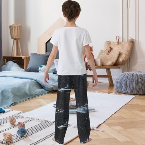 Boy's Pants Spaceship Star Jogger Pants Elastic Waist Long Bottoms Trousers with Pockets 6-14 Years3
