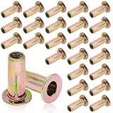Moicstiy 25Pcs M8 Steel Multi Grip Rivet Nuts Pre Bulbed Shank Zinc-Plated Flat Head Threaded Insert Nut Construction Fasteners for Industrial