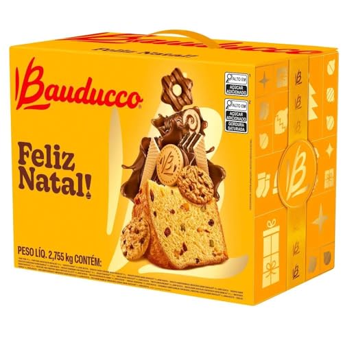 Cesta De Natal Bauducco Grande Com Panetone E Chocotone - 20 Itens