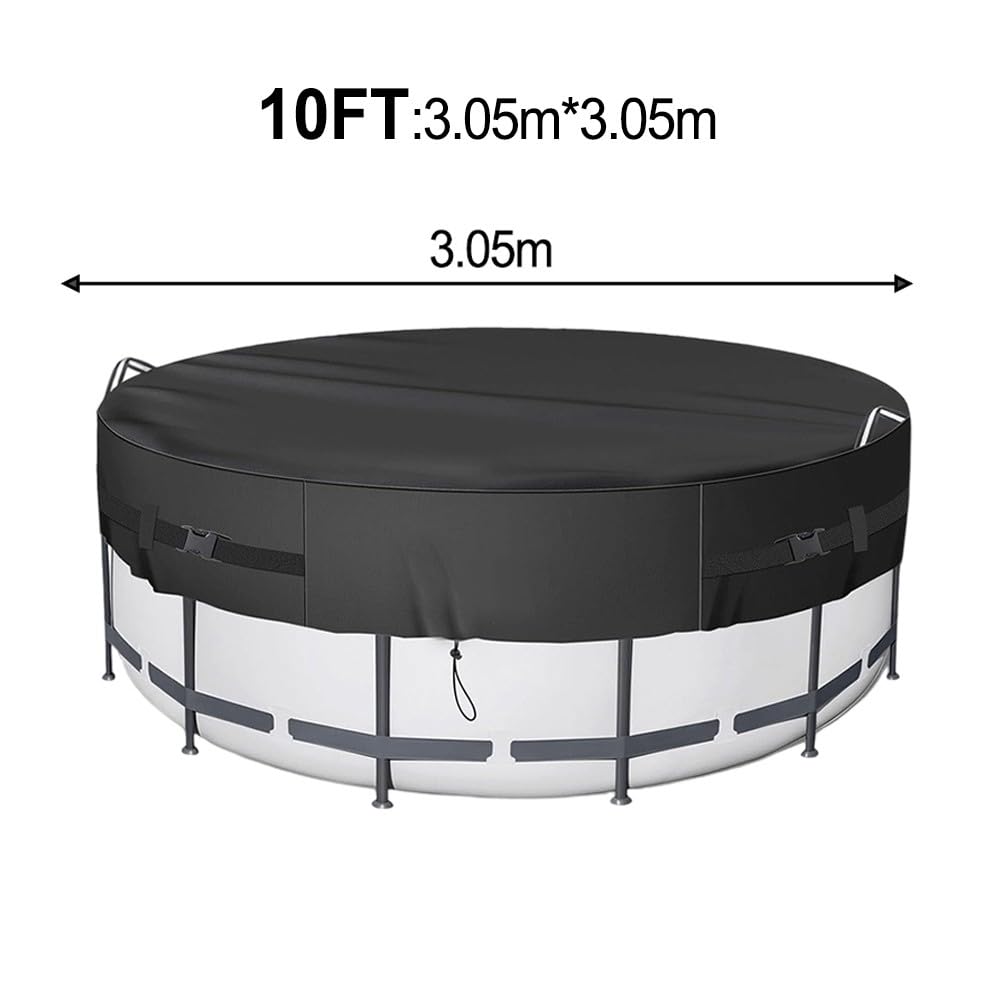 Copertura rotonda per piscine da 2,4/3,0/3,6 m, impermeabile, con corde di fissaggio e picchetti, protezione UV e protezione termica, per piscine da giardino, trampolini e mobili da esterno