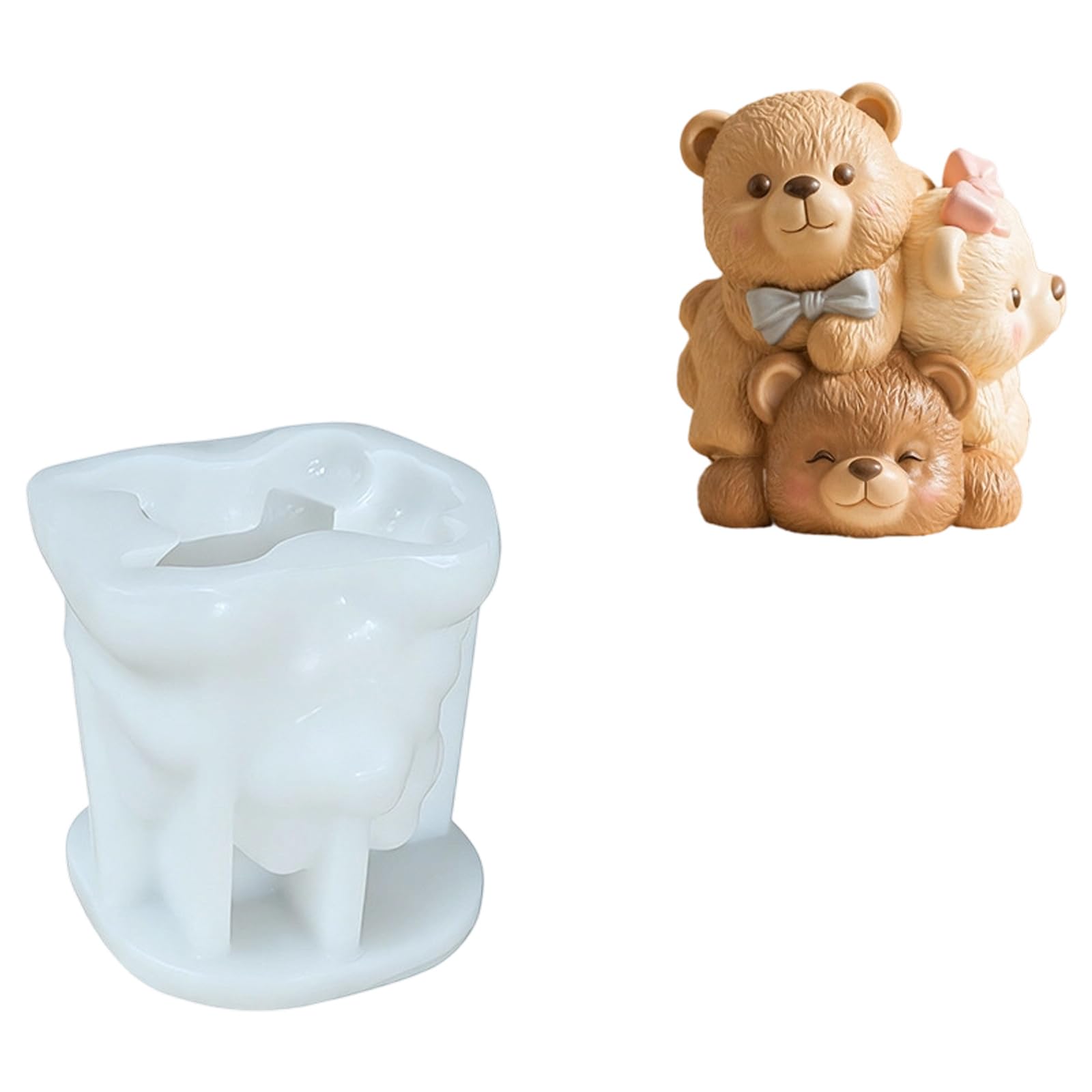 APGLSXY Stacking Bear Silicone Molds Multipurpose Silicone for Resin Casting Soap Gypsum Figurine Making Cast