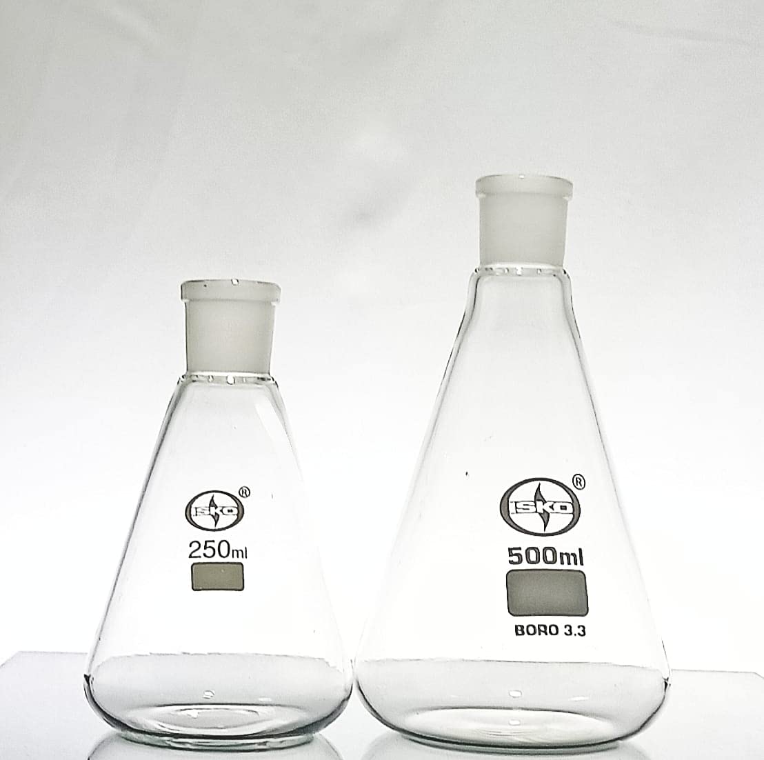 ISKO® Borosilicate glass Conical flask with standard Joint (B-24) (SET OF 2 PC) (500ML)