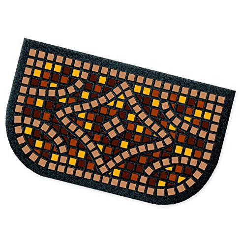 emmevi Zerbino Gomma Mezzaluna Mosaico 40x70 Cm Retro Antiscivolo Tappeto Morbido Ingresso Casa MOD.Format 20 SEMILUNA