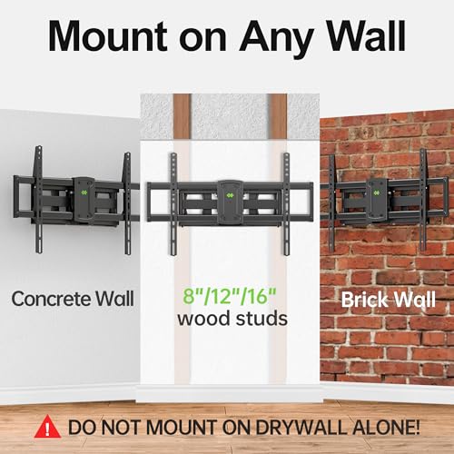 Image of Full Motion Mount, USX MOUNT UL Listed TV Wall Mount for Most 42-84 inch TVs, Holds up to 120lbs, Max VESA 600x400mm, Swivel TV Bracket with Dual Articulating Arms Tilt Rotation Fits 16 inch Wood Stud