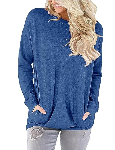 ONLYSHE Womens Crewneck Sweatshirt Casual Loose Fitting Tops Long Sleeve T Shirt