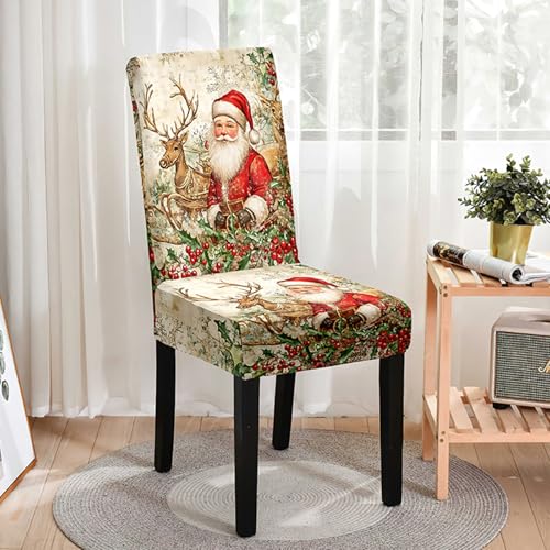 xueneige Fundas para sillas con Motivos navideños elásticas respaldos Altos Fundas extraíbles y Lavables Protectoras sillas de Año Nuevo Asientos para decoración de Fiestas