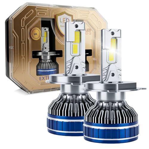 Image of Carzex Smart AI H4 LED Headlight Bulbs for Cars, 250W (125 Watts x 2), 18,000 Lumens Super Bright Conversion Kit for Cars, 6500K Cool White, AI App Controlled | Set of 2 | 1 Year Warranty