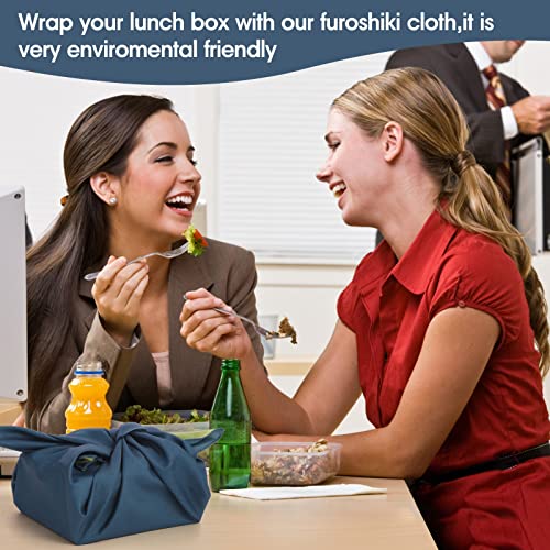 Churies Furoshiki Wrapping Cloth,3Pack Bento Box Lunch Wine Bottle Cover,Double Side 27.55X27.55 Inch Extra Large Japanese Style Christmas Cloth,Waste Free Shopping Bag,Navy Blue thumb #5