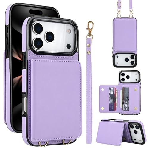 GOYIDA for iPhone 17 Pro Wallet Case with Card Holder, Violet - image 1