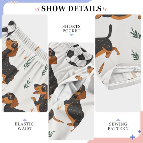 Boys' Pants Dachshund Dog Soccer Long Bottoms Jogger Pants Elastic Waist Trousers with Pockets S-XL4