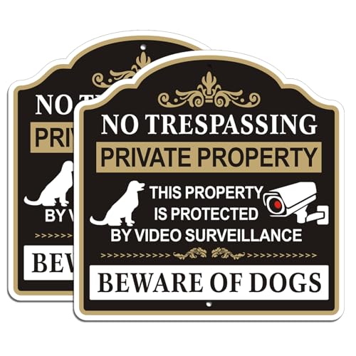Panneau Beware of Dogs imperméable et anti-décoloration pour clôture de jardin - Lot de 2