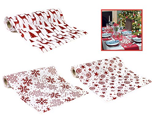 Vetrineinrete® Runner da Tavolo Natalizio Bianco e...